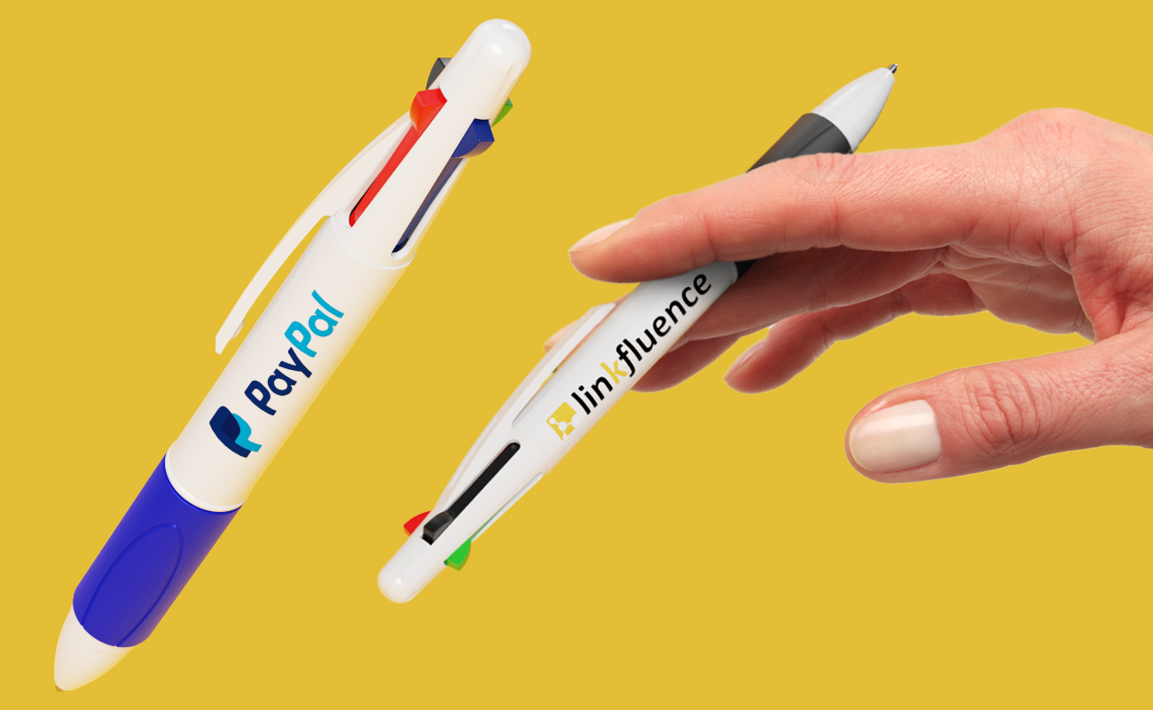 Quad - Stylos 4 couleurs promotionnels personnalisés  gallery thumbnail
