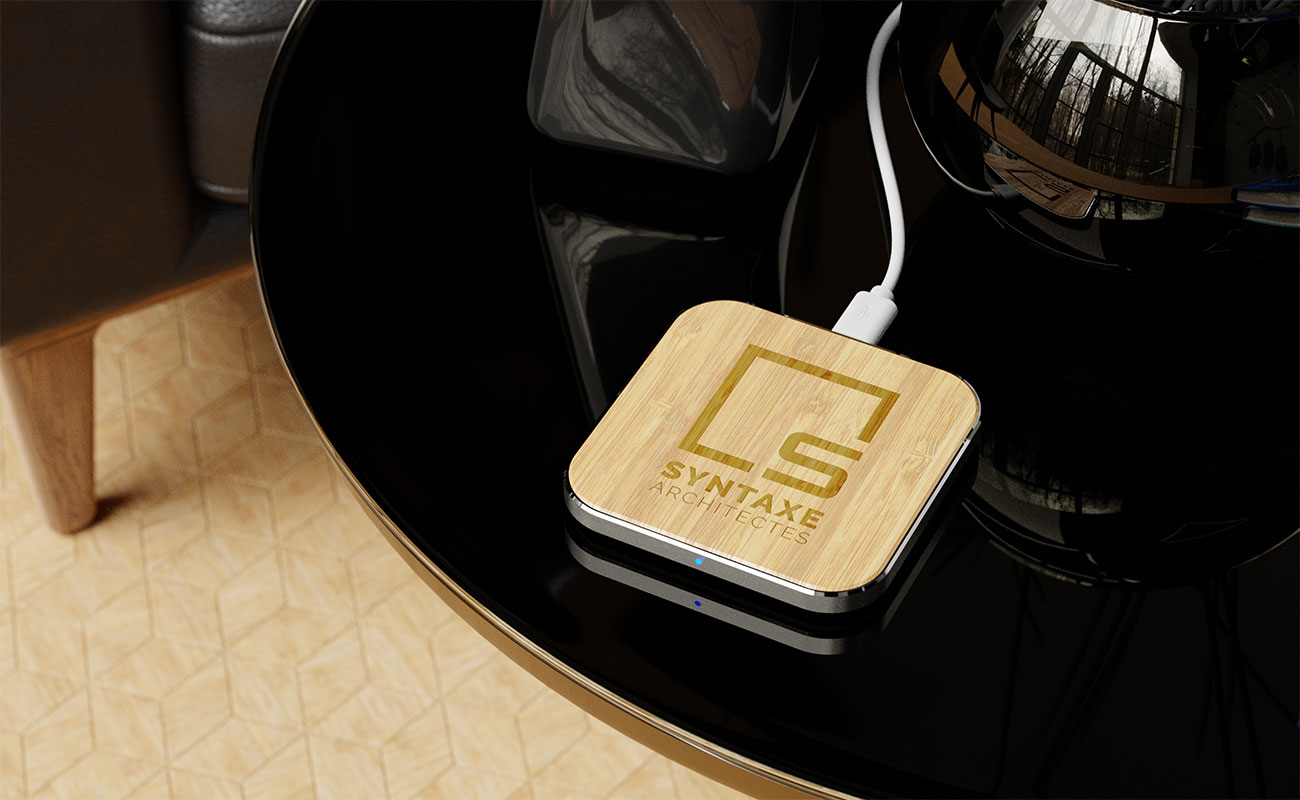 Savanna - Chargeur Sans Fil en Bambou Gadget Personnalisé gallery thumbnail